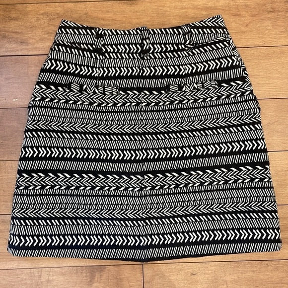 Anthropologie Maeve Fieldnotes button front Black White Tribal Striped Skirt 2 - Picture 10 of 14